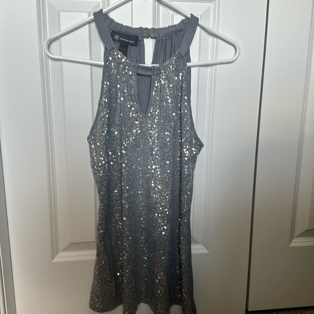 INC nwot grey silver halter top